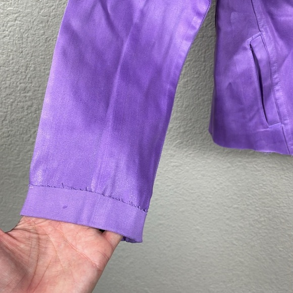 New L’Agence Janelle Jacket Slim Crop Orchid Coated Purple Sz S - Picture 7 of 14